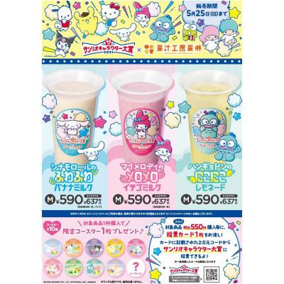 サンリオキャラクター大賞 コラボジュース販売！
