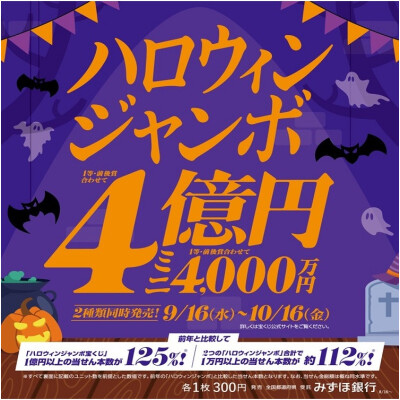 ハロウィンジャンボ宝くじ発売！