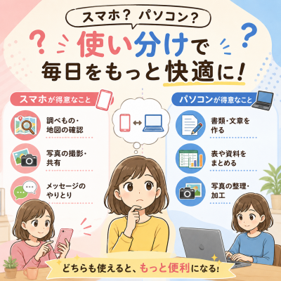 スマホとパソコン、どっちで作業すべき？場面別におすすめをご紹介